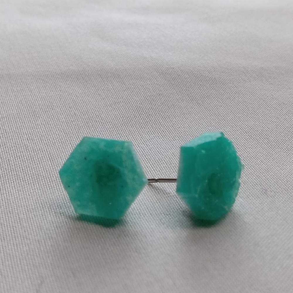 5/$25 Hexagon Turquoise Stud Earrings